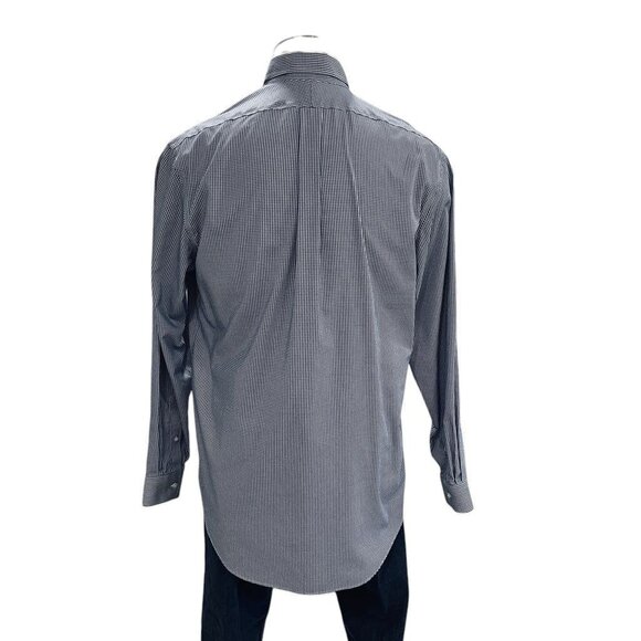 Lands End Supima Cotton Button Down Shirt Tailored Fit Blue Check 17/37 - Picture 7 of 7